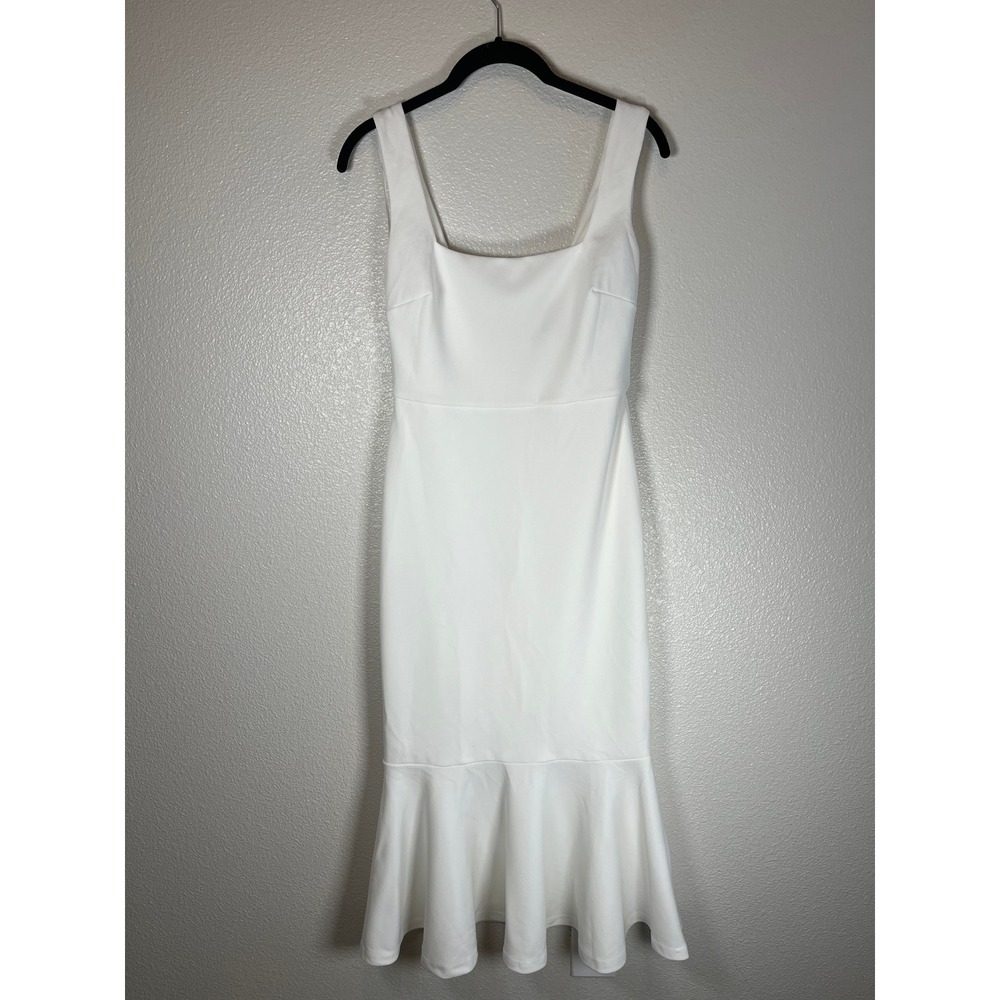 Lulus Moment Maker White Square Neck Trumpet Midi Dress Sleeveless Small White - Picture 4 of 13
